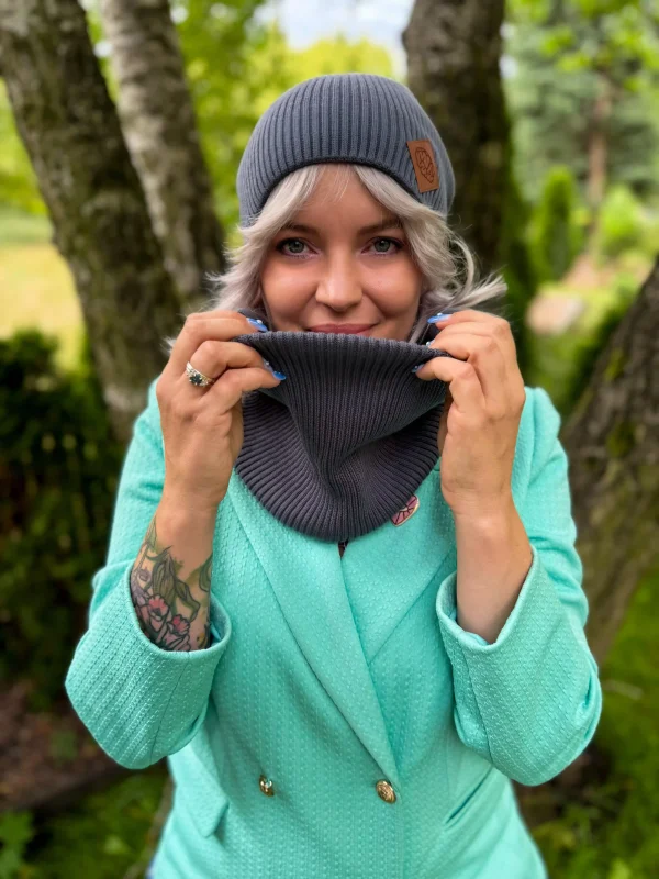 Bawełniana bandana zimowa "Ciemny szary"
