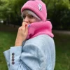 Czapka beanie z bawełny logo kolorowe "Różowy"