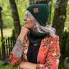 Bawełniana czapka beanie logo ekoskórka "Zielony"