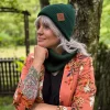 Bawełniana czapka beanie logo ekoskórka "Zielony"