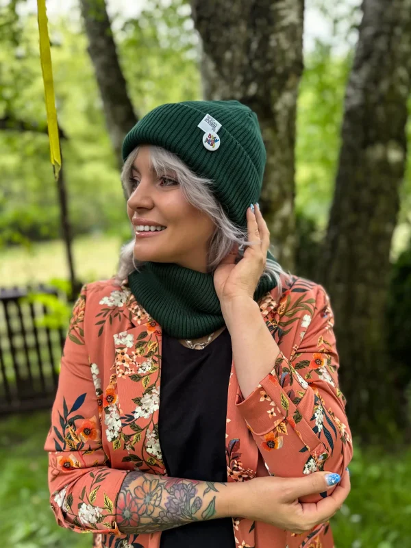 Czapka beanie z bawełny logo kolorowe "Zielony"