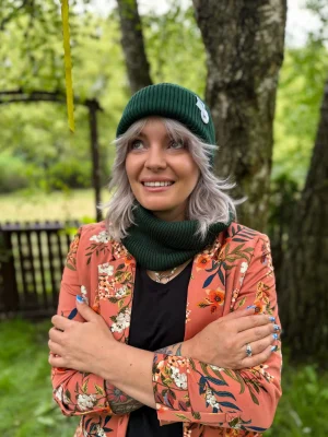 Czapka beanie z bawełny logo kolorowe "Zielony"