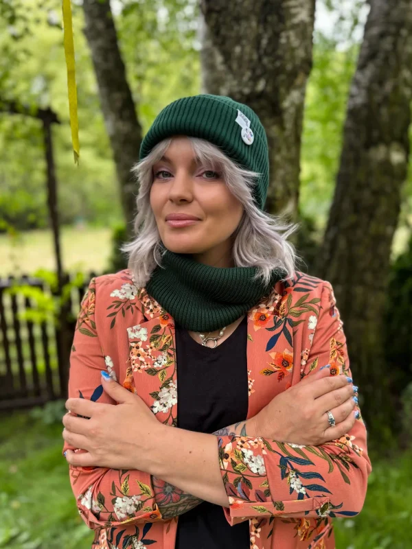 Czapka beanie z bawełny logo kolorowe "Zielony"