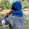 Męska bawełniana czapka beanie logo ekoskórka "Niebieski"