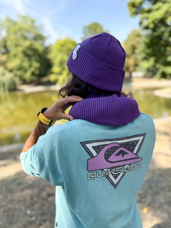 Męska czapka beanie z bawełny logo kolorowe "Fiolet"