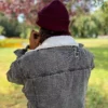 Męska czapka beanie logo ekoskórka "Bordo"