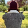 Męska czapka beanie logo ekoskórka "Bordo"