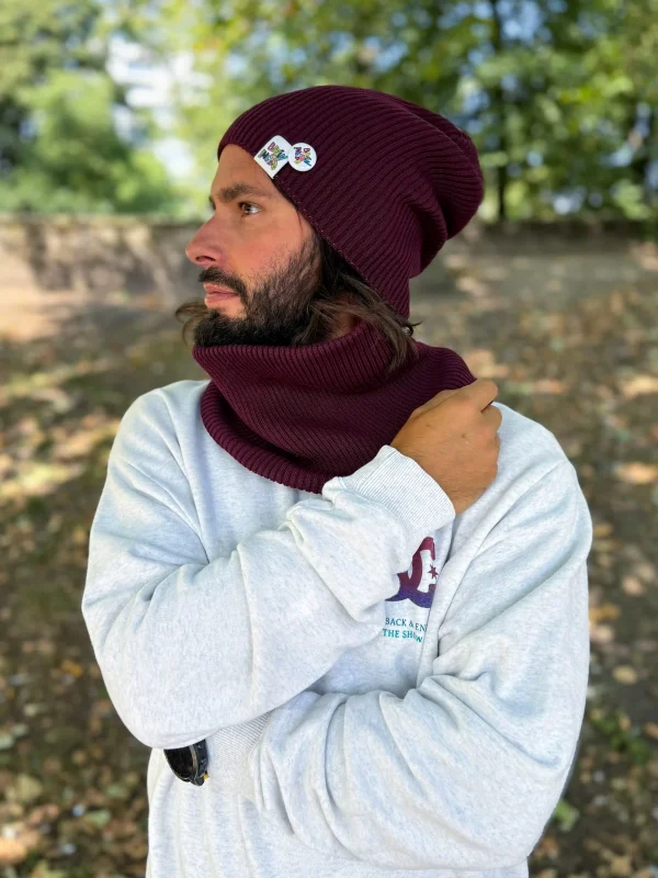 Męska luźna czapka z bawełny logo kolorowe "Bordo"