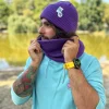Męska czapka beanie z bawełny logo kolorowe "Fiolet"