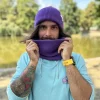 Męska czapka beanie z bawełny logo kolorowe "Fiolet"