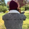 Męska czapka beanie logo ekoskórka "Bordo"