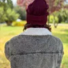 Męska czapka long logo ekoskórka "Bordo"