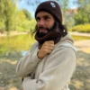 Męska czapka beanie z bawełny logo kolorowe "Brąz"