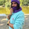 Męska czapka beanie z bawełny logo kolorowe "Fiolet"