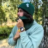 Męska czapka beanie z bawełny logo kolorowe "Zielony"
