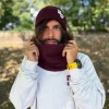 Męska czapka beanie z bawełny logo kolorowe "Bordo"
