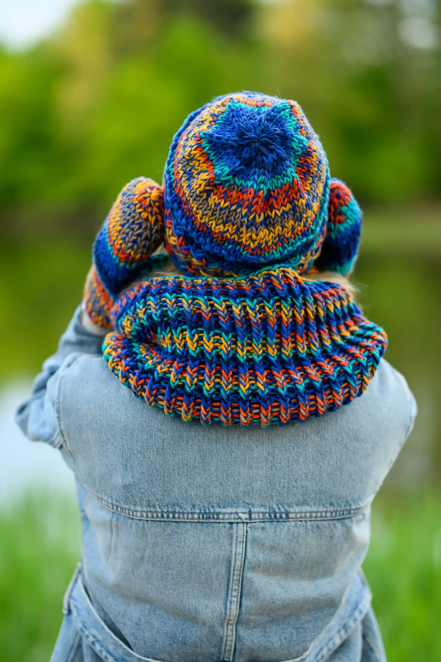 Komin merino 50% "Górski potok" 52 kolorowy komin na zimę