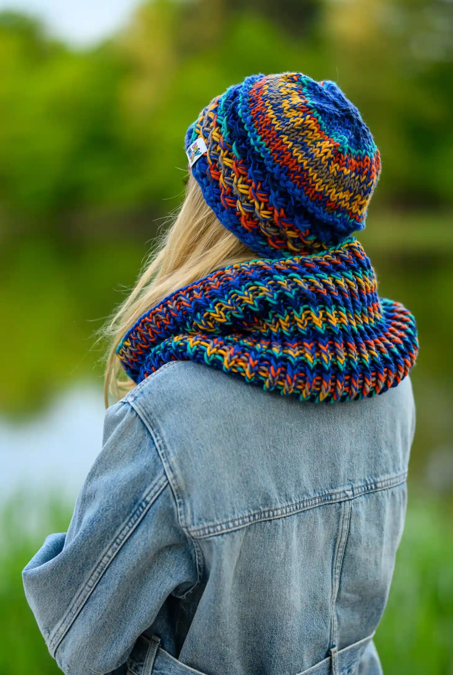 Komin merino 50% "Górski potok" 49 kolorowy komin zimowy damski