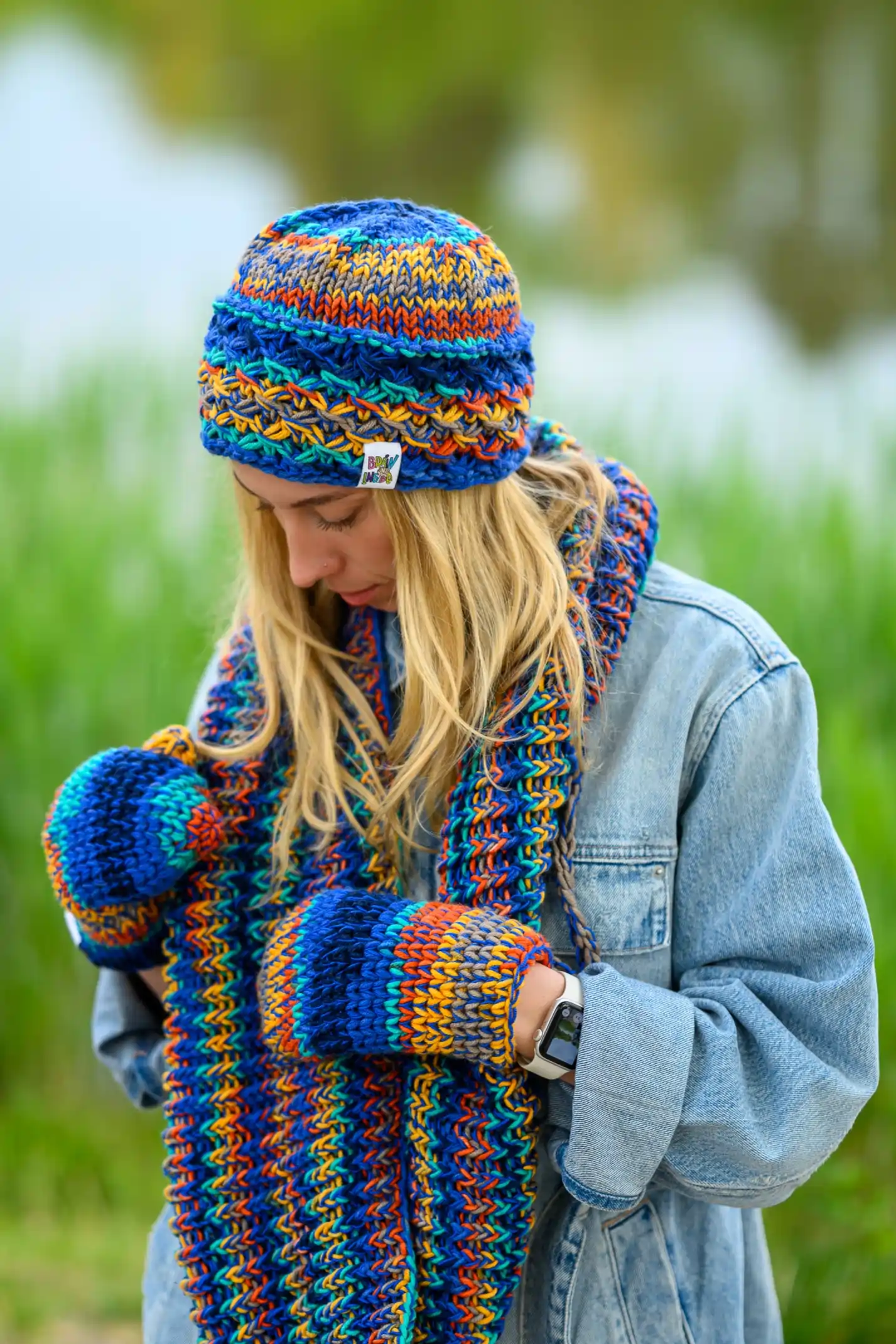 Komin merino 50% "Górski potok" 55 komin do kompletu