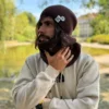 Męska luźna czapka z bawełny logo kolorowe "Brąz"