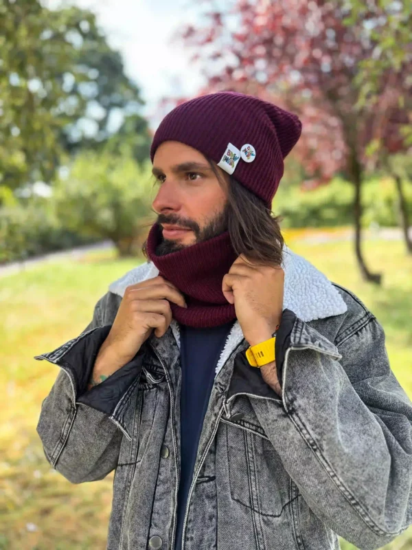 Męska czapka slouchy logo kolorowe "Bordo"