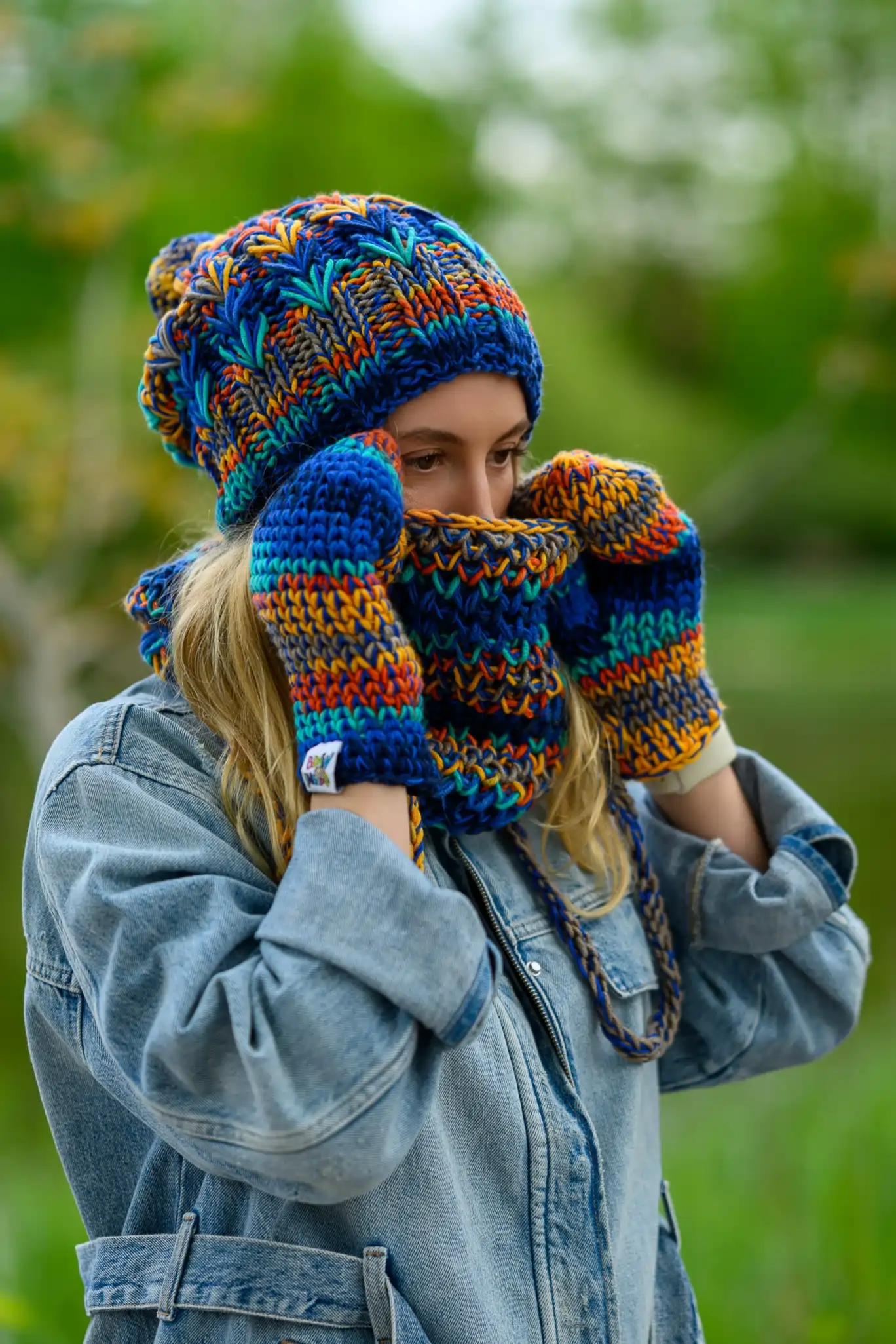 Mały komin MERINO 50% "Górski potok" 20 mały komin na zimę