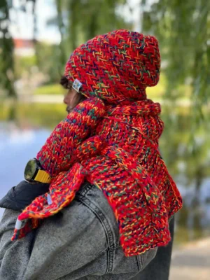 Męskie rękawiczki handmade ,,Czerwienie"