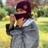 Męska czapka beanie logo ekoskórka "Bordo"