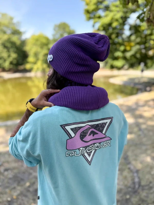 Męska luźna czapka z bawełny logo kolorowe "Fiolet"