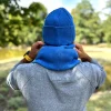 Męska bawełniana czapka beanie logo ekoskórka "Niebieski"