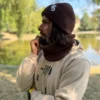 Męska czapka beanie z bawełny logo kolorowe "Brąz"