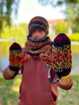 Męskie rękawiczki MERINO 50% ,,Ciemna jesień"