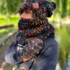 Męskie rękawiczki MERINO 66% ,,Czarne czerwienie"