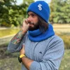 Męska czapka beanie z bawełny logo kolorowe "Niebieski"