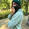 Męska czapka beanie z bawełny logo kolorowe "Zielony"