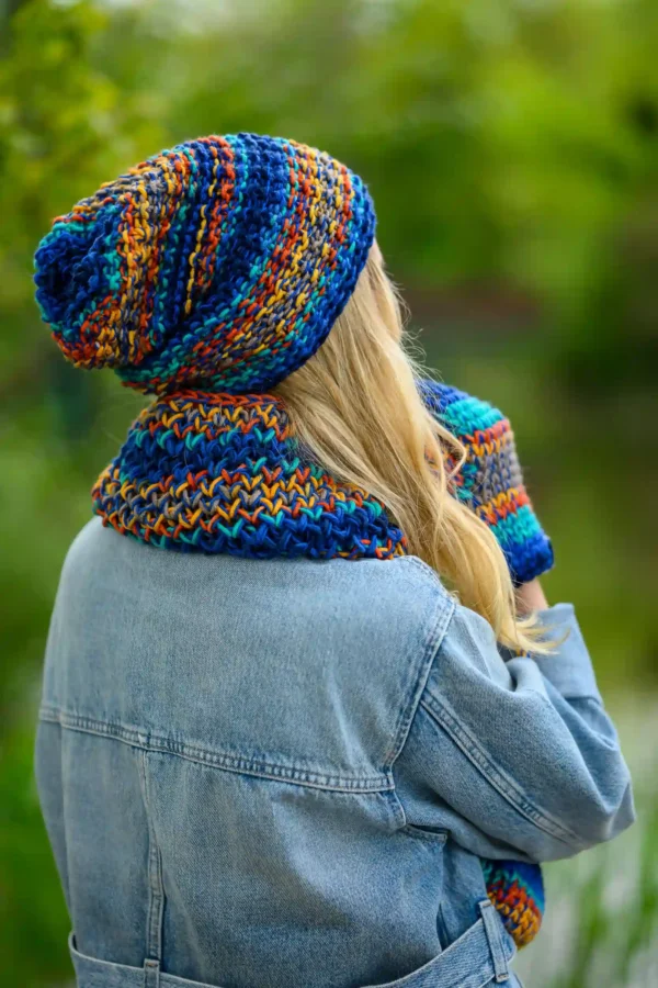 Czapka MERINO 50% "Górski potok" NEVERLAND 11 ręcznie robiona czapka