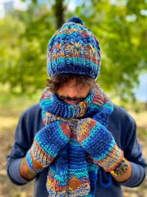 Męskie rękawiczki handmade ,,Górski potok"