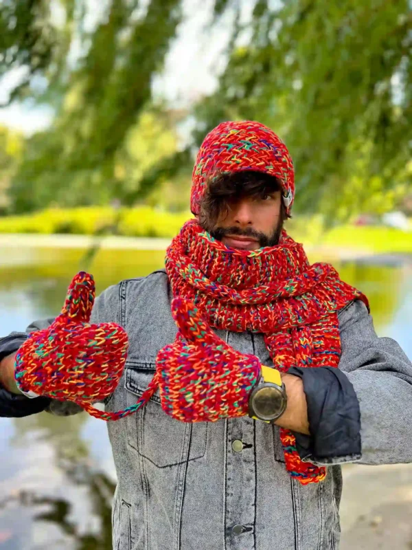 Męskie rękawiczki handmade ,,Czerwienie"