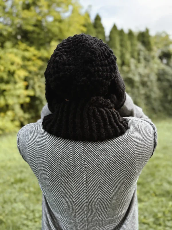Męska czapka MERINO Neverland "Czarny" + podszewka JEDWAB