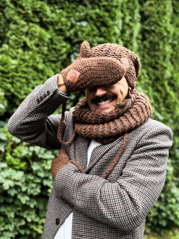 Męskie rękawiczki MERINO "Brąz"