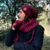Męska czapka MERINO Neverland "Bordo" + podszewka JEDWAB