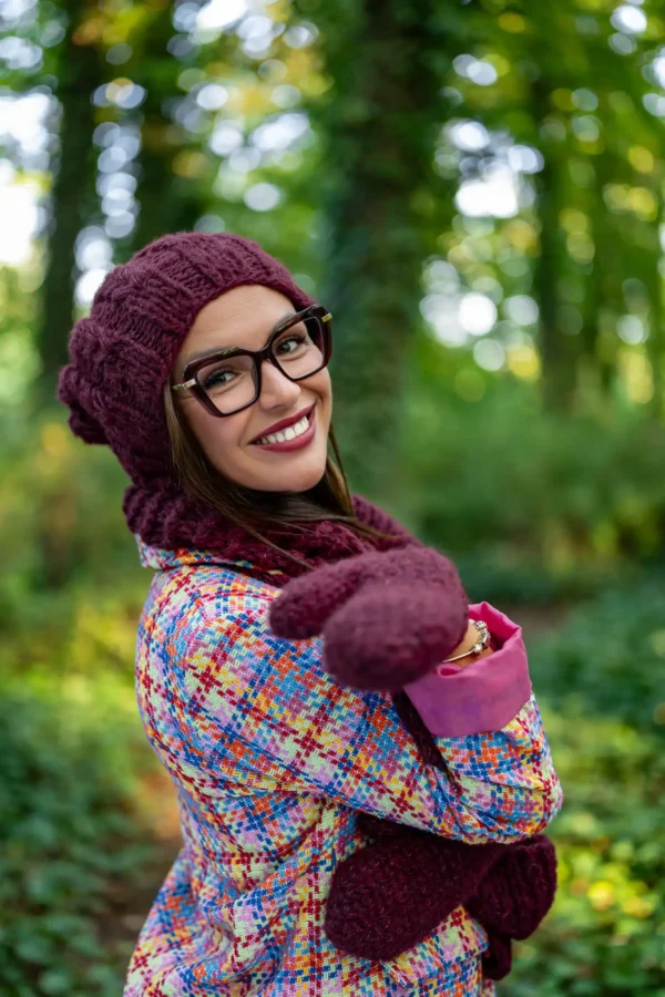 Czapka MERINO Smile "Bordo"+ podszewka JEDWAB