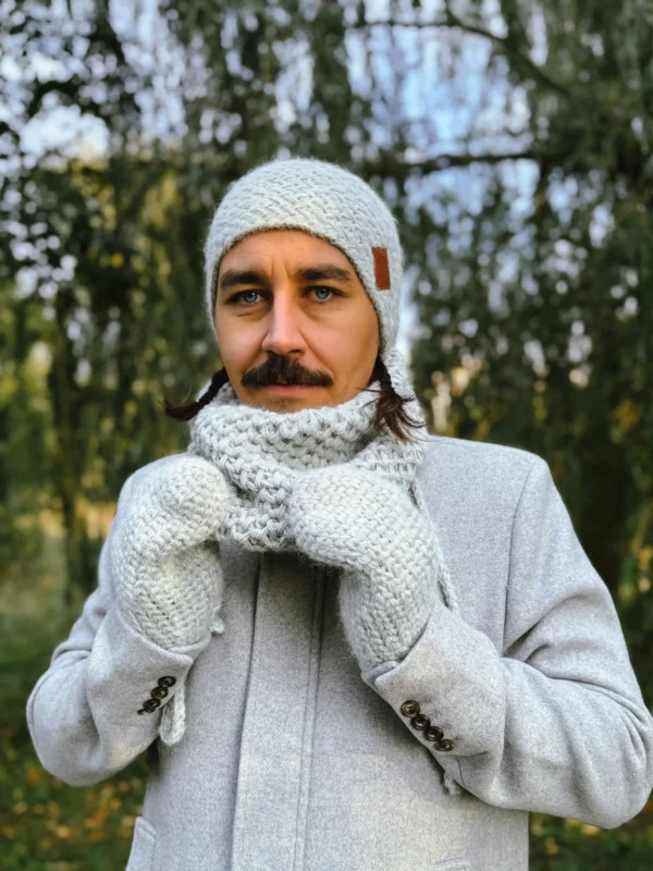 Męska czapka MERINO Explorer "Wybielony szary"