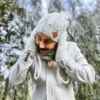 Męska czapka MERINO Smile "Wybielony szary" + podszewka JEDWAB