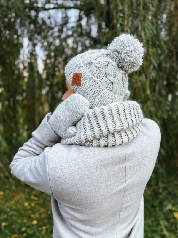 Męska czapka MERINO Euforia "Wybielony szary"