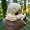 Czapka MERINO Hope "Beżowy ecru" + podszewka JEDWAB