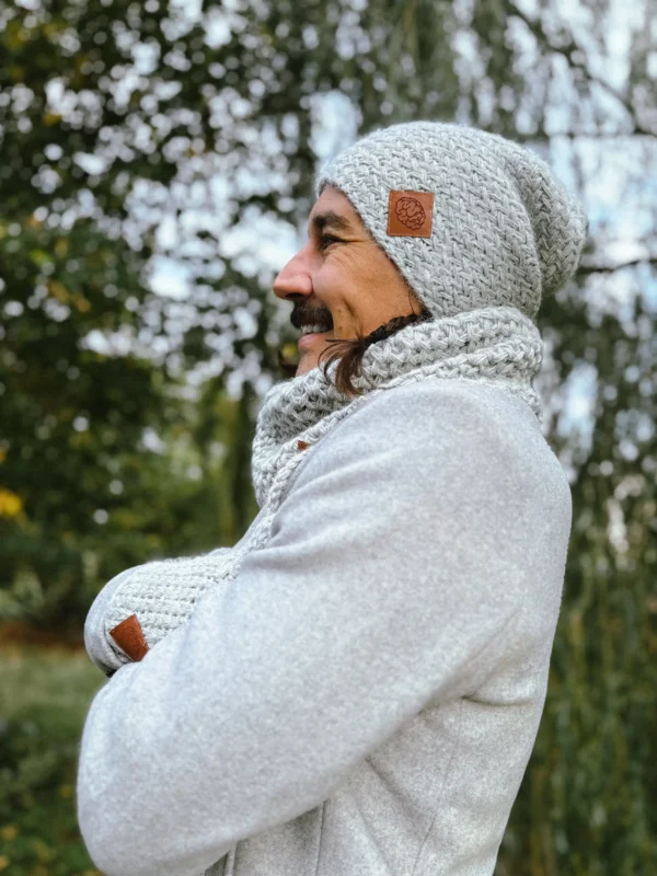 Męska czapka MERINO Explorer "Wybielony szary"