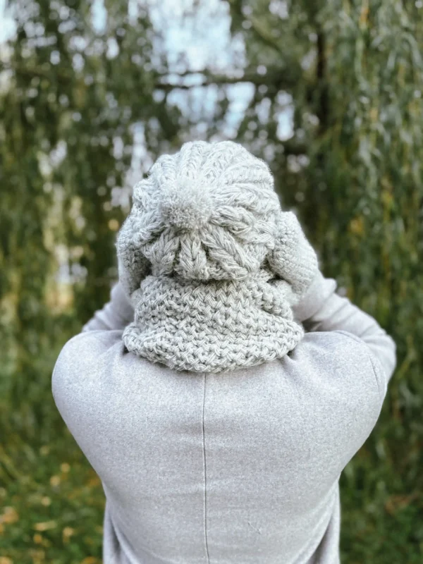 Męska czapka MERINO Smile "Wybielony szary" + podszewka JEDWAB