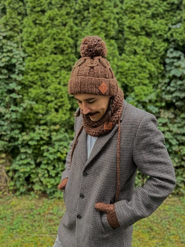 Męska czapka MERINO Euforia "Brąz"