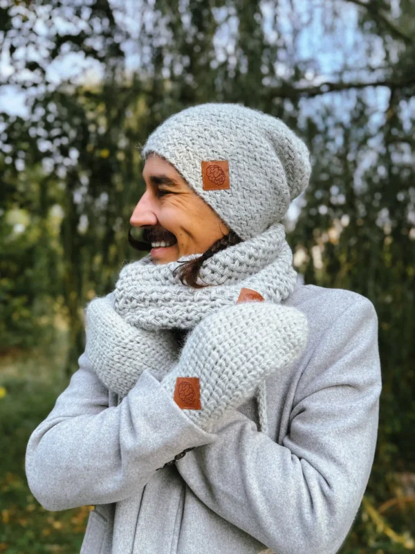 Męska czapka MERINO Explorer "Wybielony szary"